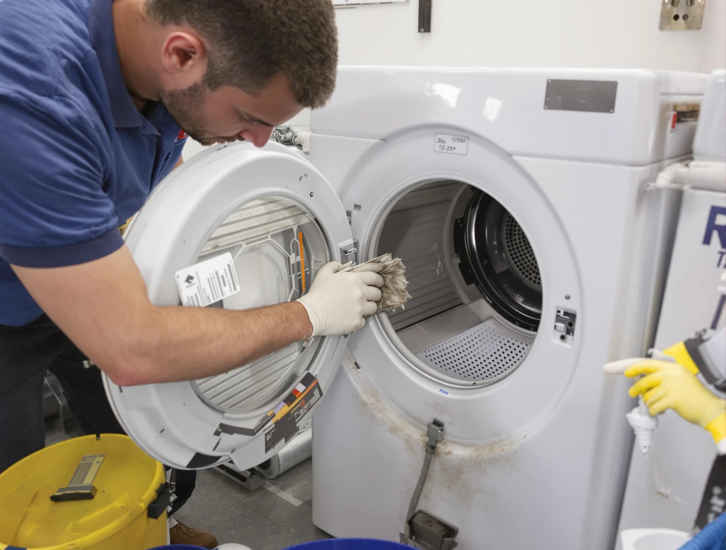 West Covina Dryer Vent Cleaning specialist performing detailed lint trap cleaning service in West Covina