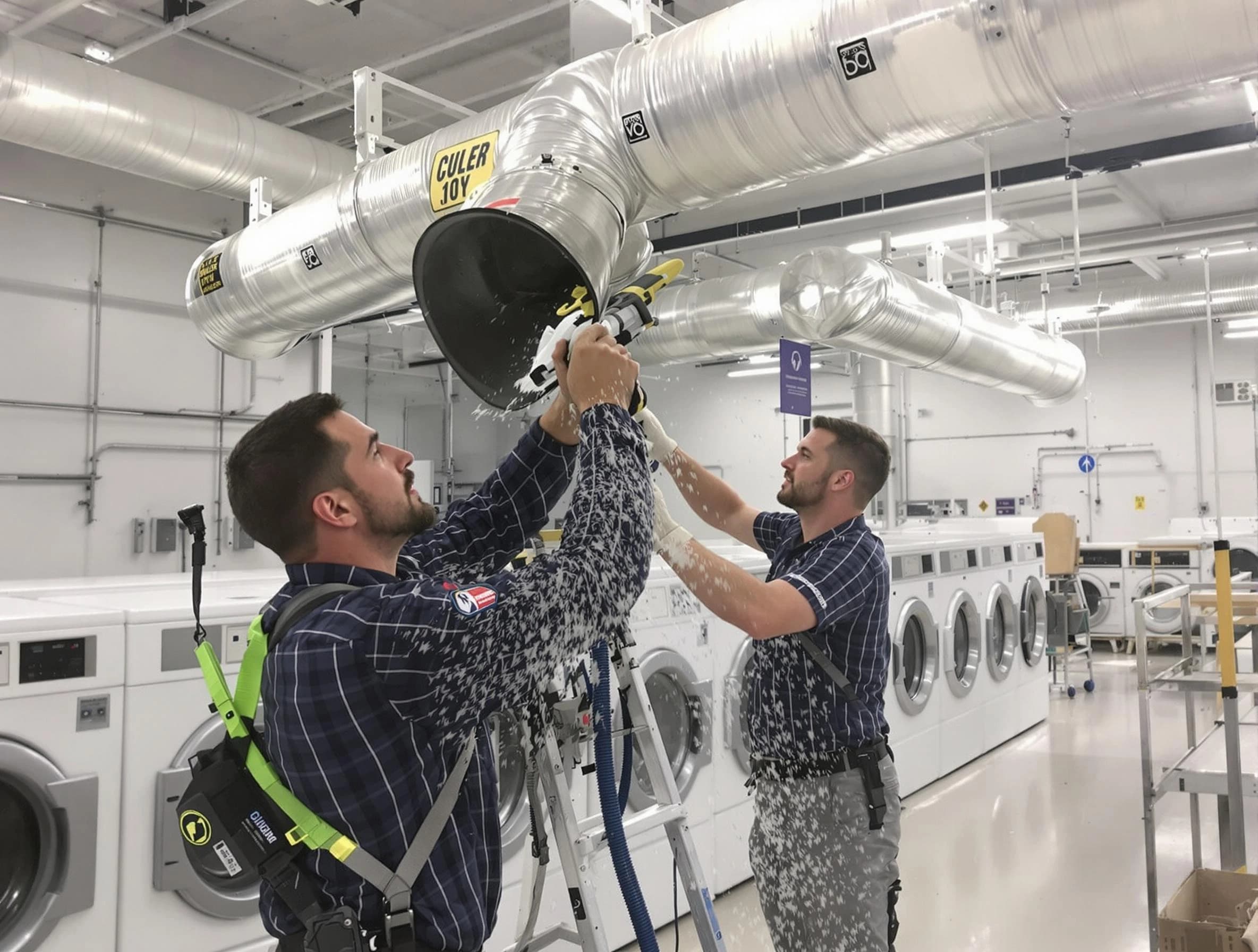 West Covina Dryer Vent Cleaning team performing large-scale commercial dryer vent cleaning in West Covina