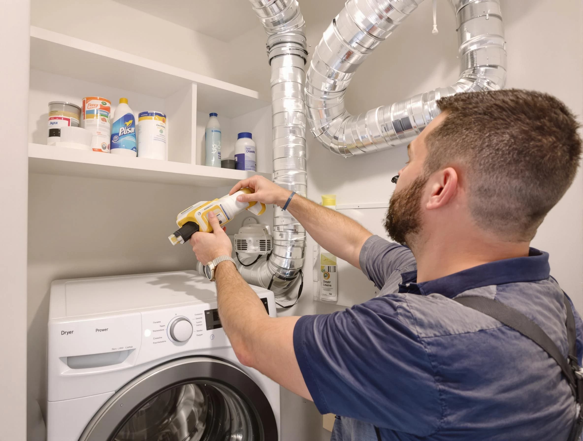West Covina Dryer Vent Cleaning technician performing dryer vent cleaning at a home in West Covina