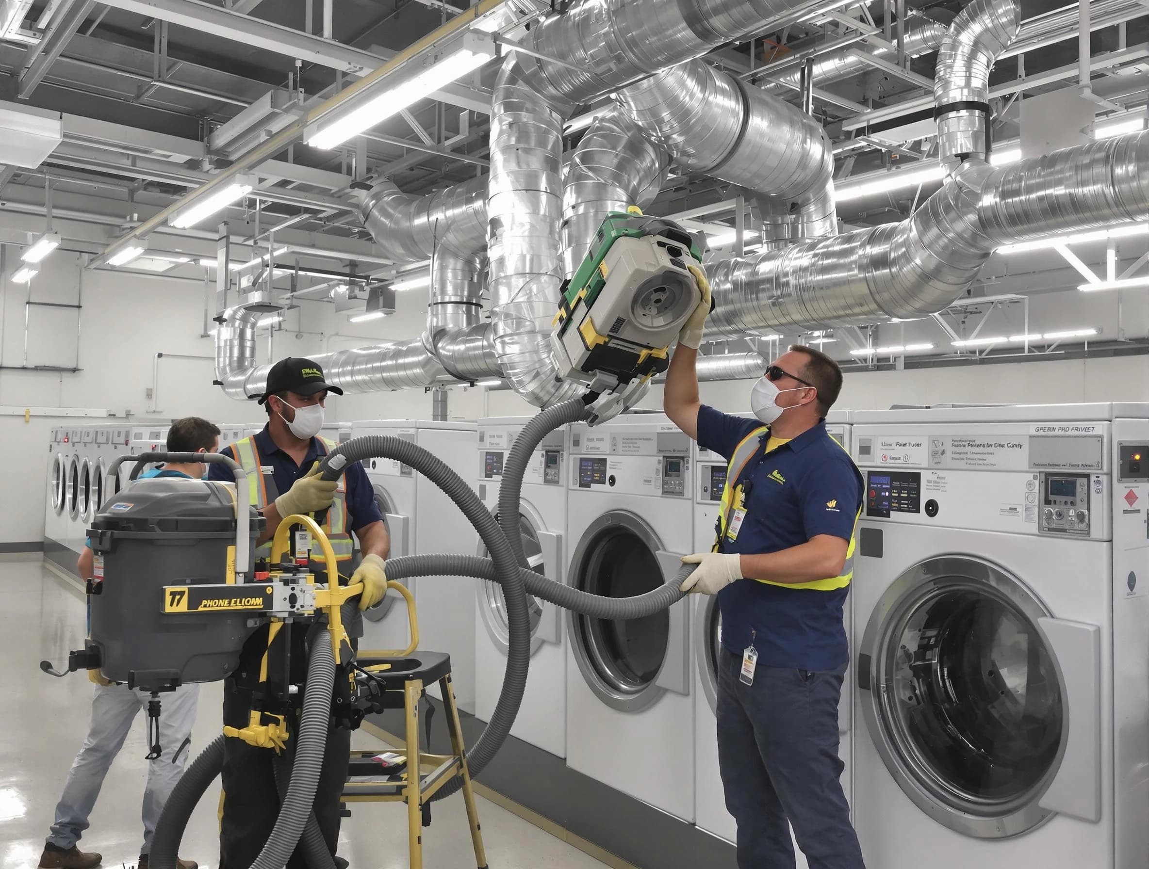 West Covina Dryer Vent Cleaning team cleaning large-scale industrial dryer vent systems at a facility in West Covina